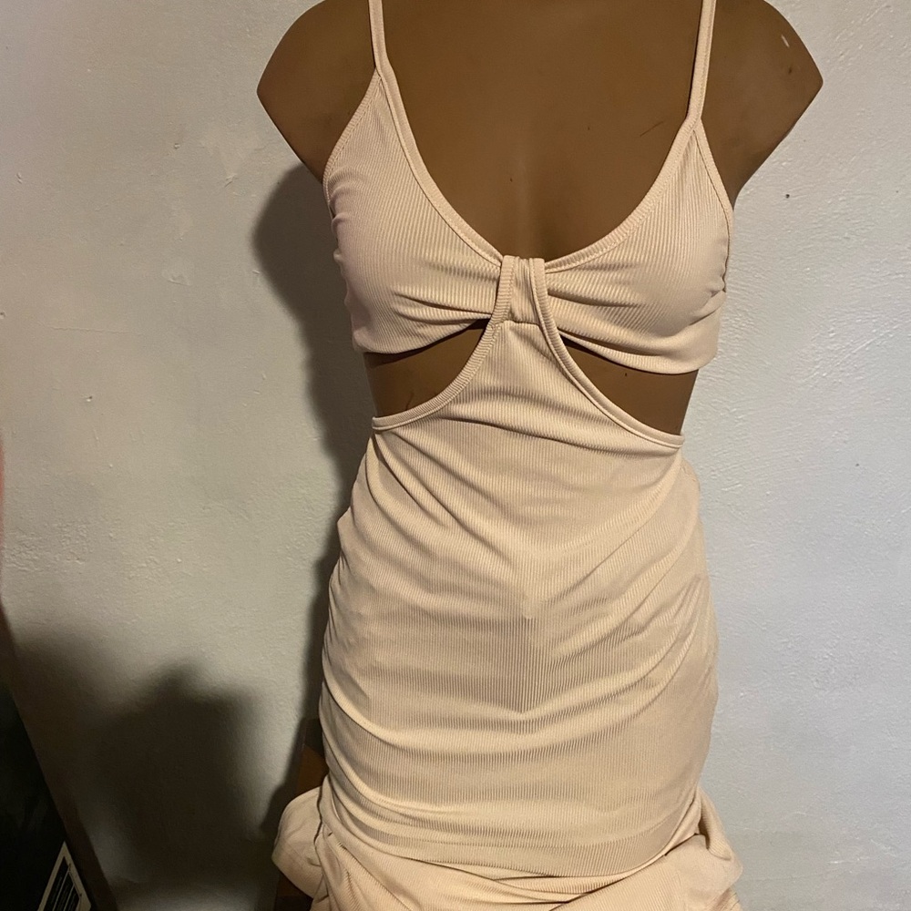 Cream Cutout Bodycon Dress